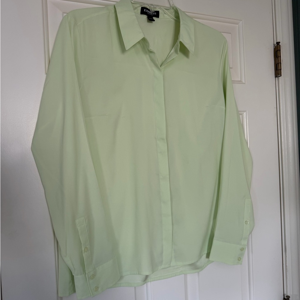Express Women’s Mint Green Casual Button Down Shirt